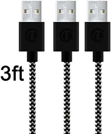 USB Cable, Colohas 3Pack 3FT Nylon Braided High Speed Sync Data and Charging Cable Cord with Alumnium Heads for Android, Samsung Galaxy s7, Kindle Fire, HTC, PS4 and Other Tablet Smartphone (Silver)