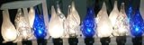 Set of 35 Clear Blue & Frosted Faceted C6 Christmas Lights #ES62-472