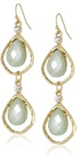Double Drop Hammered-Gold Pastel Lucite Teardrop Earrings