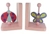 Pink Wooden Ladybug & Butterfly Bookends by Russ Baby