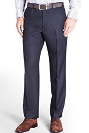 Sartorial Pure Wool Flat Front Straight Fit Twill Trousers