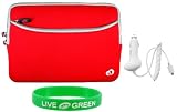 Non-OEM Amazon Kindle DX 9.7 Dual-Pocket Sleeve Case with Car Charger - Red