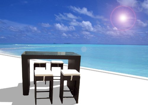 Outdoor Wicker Patio Furniture New Resin 5 Pc Bar Dining Table & Barstool Set