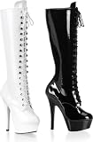 Kiss-2020 Knee High Lace Up Patent Platform Boot