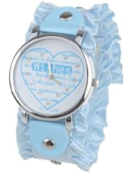 Stylish Rhinestones Wishes Heart Dial Quartz Watch Wristwatch with Flouncing Elastic Band for Lady Woman Girl Female - Blue SWWM2-59090
