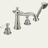 Delta Faucet T4755-SSLHP/H612-SS/DR4707 Victorian Deck Mount With Handshower Whirlpool Faucet - Stai