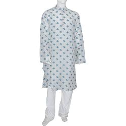 Mens Clothing Woven Kurta Pajama Dress Set in Silk and Cotton Blend Size 2XL Chest :48 inches (pgkp002a)