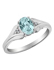 Aquamarine Ring with Diamonds 3/4 Carat (ctw) in 10K White Gold