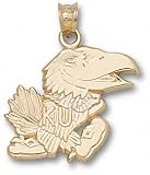 Kansas Jayhawks Solid 10K Gold Jayhawk 3/4'' Modeled Pendant