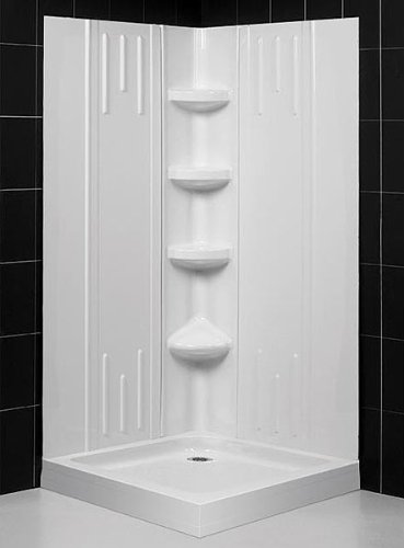 Dreamline Shower Kit: Corner Shower Base with Backwall. QUAD 36x36 shower tray and backwall combo. DL-6179-00