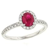 Oval Ruby(.88ct) Ring with Pave Set Diamonds(.20ct)