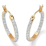 Diamond 18k Gold over Sterling Silver Inside-Out Hoop Earrings