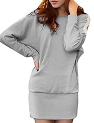 Cotton/Polyester Dolman Cutout Round Neck Mini Dress 