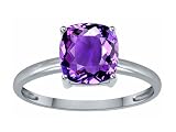 1.85 cttw Zoe R(tm) Genuine Amethyst 7mm Cushion Cut Solitaire Engagement Ring
