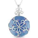 Silver 20ct Blue Jade and Amethyst Necklace