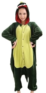 Qiyun Green Dinosaur Plush Animal Anime Cosplay Costume Sleepwear Pajamas M