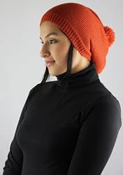 Handmade Lightweight 75% Alpaca Natural Fiber Hat in Rasta Style - Pumpkin Orange