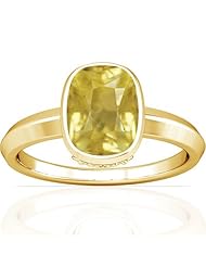 14K Yellow Gold Cushion Cut Yellow Sapphire Womens Astrological Ring