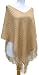 Handmade Lightweight Poncho - Fine Camel (100% Crocheted By Hand Border)