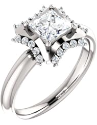 10K White Gold Princess Cut Diamond Geometric-Inspired Ring -- LIFETIME WARRANTY