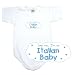BABY BODYSUIT WHITE  LIGHT BLUE CLOUD LOVE ME , I'M ITALIAN  ITALY 3 - 6 Months