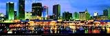 Miami Skyline and Marina at Dusk Photography Art Poster Print by Nigel Atherton, 38x13