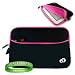 Borders Kobo Vox eReader Accessories Kit: Jet Black with Hot Pink Kobo Vox Tablet Carrying Sleeve With Extra Pocket + A Live*Laugh*Love Wrist Band!!!