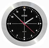 HTAWI HQA-1004M 10.5 Inch Brushed Steel Sweep Second Hand Silent Analog Wall Clock