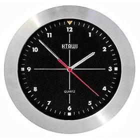 HTAWI HQA-1004M 10.5 Inch Brushed Steel Sweep Second Hand Silent Analog Wall Clock