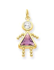 14k Yellow Gold June Girl Birthstone Charm. Metal Wt- 0.3g
