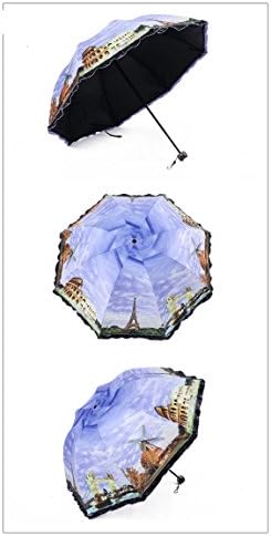 Shikoku Style Oil Painting Vinyl Umbrella Princess Laciness Romantic Folding Anti-Uv Three Elephants Umbrella Rain Women Men - purple