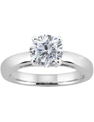 0.90 Ct Round H/I I1 Diamond 18K White Gold Solitaire Ring