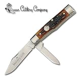 Queen Gunstock 2 Blade Folding Knife w/ Stag Bone Handle