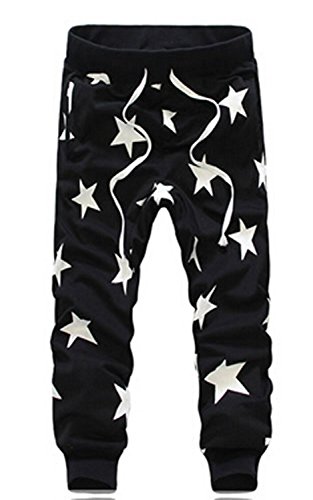 Wowlife Mens Kuzi Pants Casual Star Print Joggers Hip Hop Dance Baggy Sweatpants