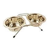 Twin Stainless Steel Pet Bowls - Non-Tip Stand - Small
