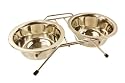 Twin Stainless Steel Pet Bowl Set with Non-Tip Stand - Small-Medium Pets