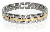 New Stainless Steel 2 Tone Mens Magnetic Bracelet 8.5 inch