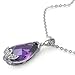 Sterling Silver Amethyst Teardrop CZ Pendant title=