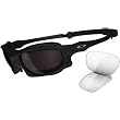Oakley Wind Jacket Men's Sport Outdoor Sunglasses w/ Free B&F Heart Sticker Bundle - Matte Black/Warm Grey, Clear