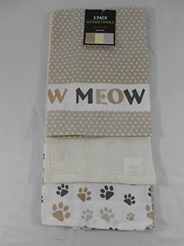 Meow Kitchen Towels 3 Pack Cat Paws