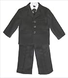 Black Pinstripe Suit Jacket with Vest, Pants, Shirt and Tie ~ 2T