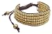 AWESOME ZAD 5 Lined Gold Square Beaded Bracelet Cuff on Brown Leather Cord ~ FEATURED ON GOOD MORNING AMERICA!