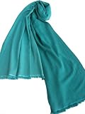 Ombre Shawl Wrap Pashmina Silk in Deep Teal/Carribbean 28x80