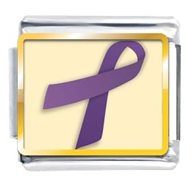 Purple Ribbon Awareness Italian Charms Bracelet Link