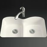 Kohler K-6626-6U-96 Langlade White/Color Undermount - Double Bowl Kitchen Sink - Biscuit