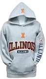 Men`s Illinois Fighting Illini Heather Grey Applique Hooded Fleece
