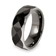 Black Plated Faceted Polished Tungsten Carbide Ring (8.0mm) - Sizes 8 - 13