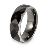 Black Plated Faceted Polished Tungsten Carbide Ring (8.0mm) - Sizes 8 - 13