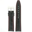 Watch Band Genuine Calfskin Alligator Grain Black with Red Stitching Thick Padded 22mm
