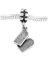 Sterling Silver Ten Commandments Tablet Dangle Bead Charm